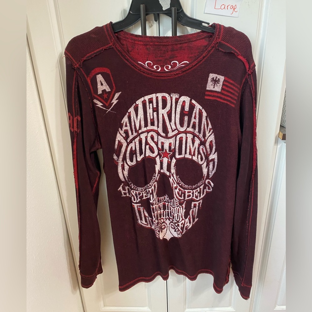 Affliction men’s large reversible thermal, 2 looks in 1, red